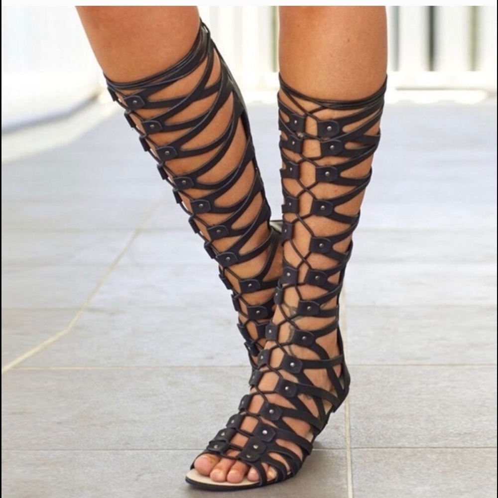 Black knee high slippers